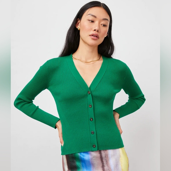 Rails Ribbed Long Sleeve Beau Cardigan Sz XS Kelly Green - Picture 1 of 13